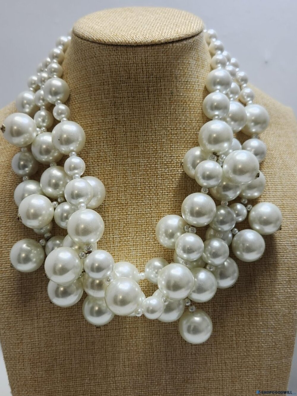 Kenneth Jay  Lane Pearl Cluster Necklace 22k Gold Plated Retail $190